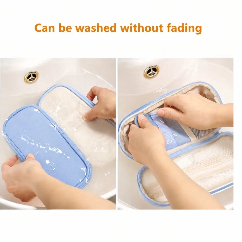 Canvas Pencil Case Dual Window Macaron Color Storage Bag Large Capacity Split Color Canvas Pencil Pouch Daily Carry
