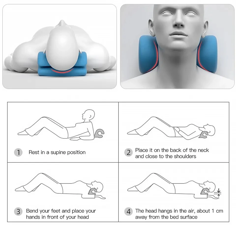 Neck Shoulder Stretcher Relaxer Cervical Chiropractic Traction Device Pillow For Side Back Stomach Sleeper Remedial Pillows