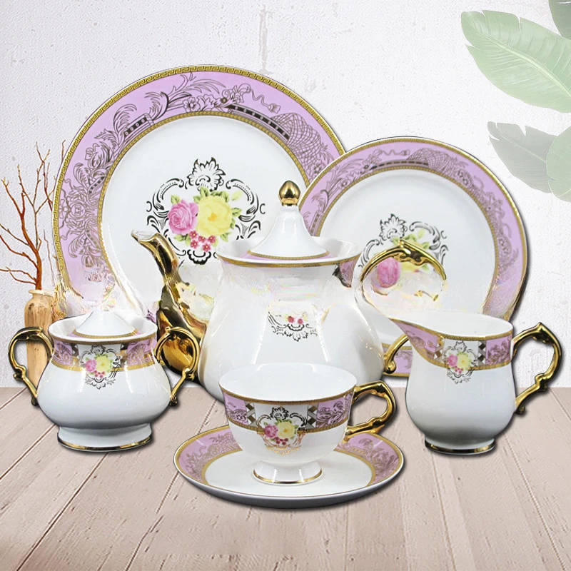 coffee set, household gold-painted ceramic tea set combination