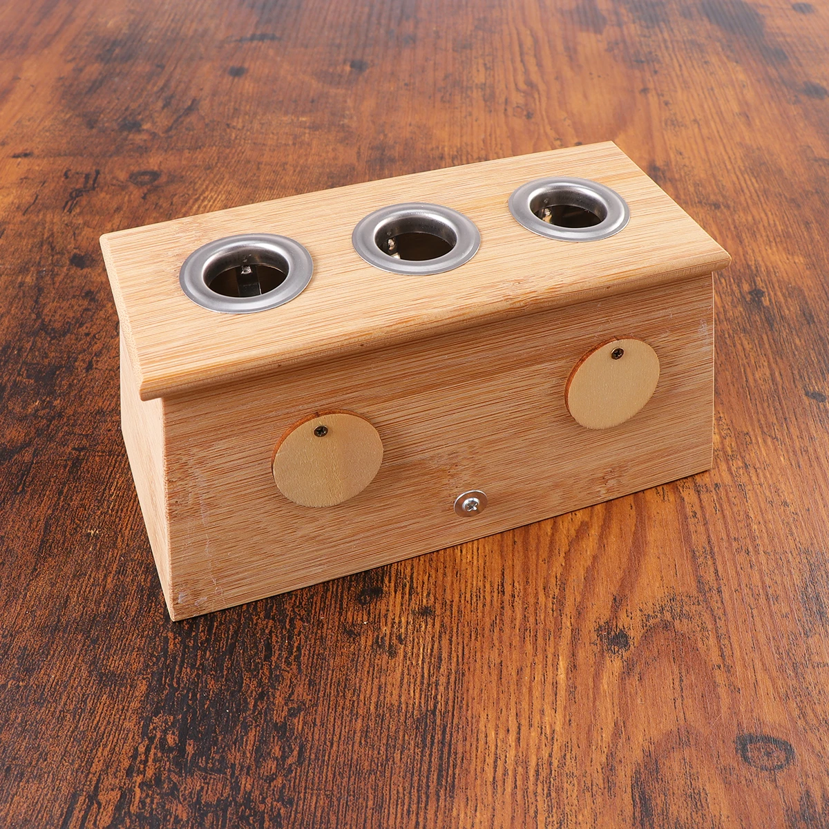 

1pc 3 Holes Bamboo Moxibustion Box Temperature Control Health Treatment For Adults Seniors Home Spa Gift