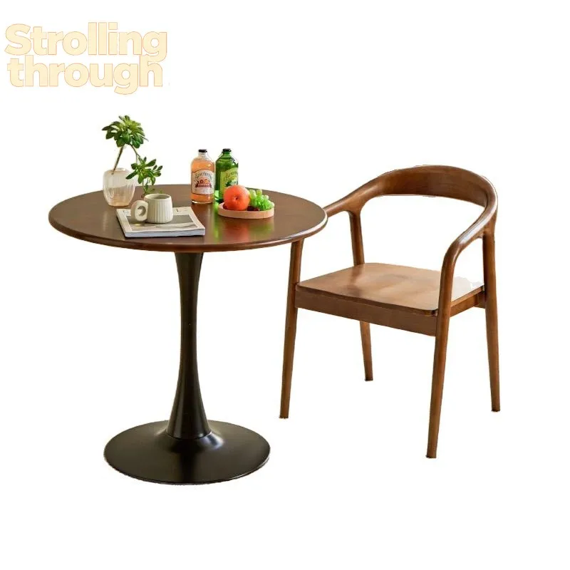 

Medieval style casual negotiation table and chairs, small round table, home dining table, balcony coffee table