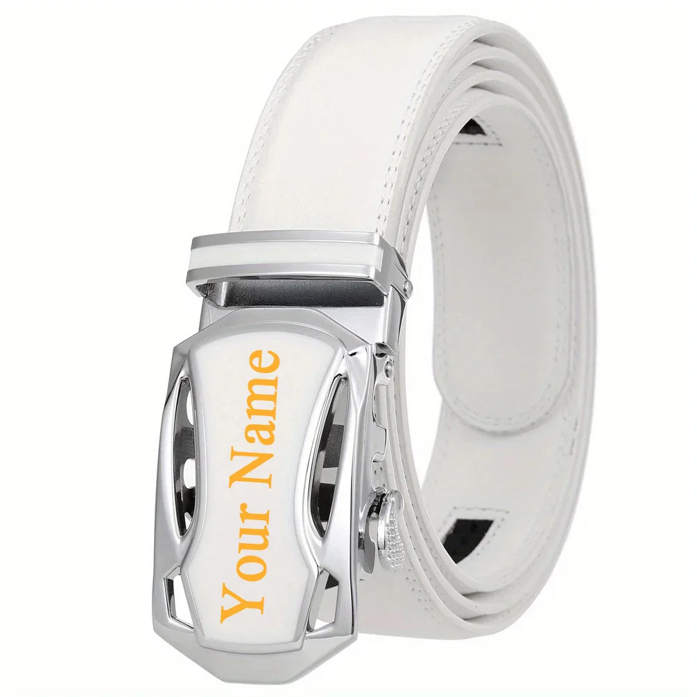 Customized Name Text Men Women Alloy Automatic Buckle Belts 3.5cm Fashion Waistband for Jeans White Blue Black Red Waist Straps