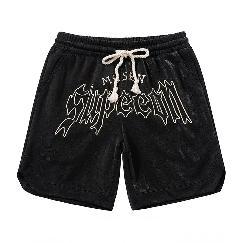 

American Fashion Brand High Street Letter Embroidery Casual Shorts Mens Loose Wide Leg Pants