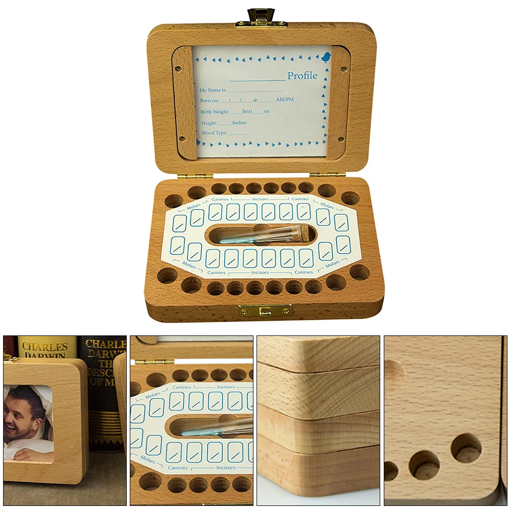 

1Set Baby Teeth Storage Box Wooden Deciduous Tooth Holder for Kids Memory Keepsake Organizer Baby Tooth Holder Collection