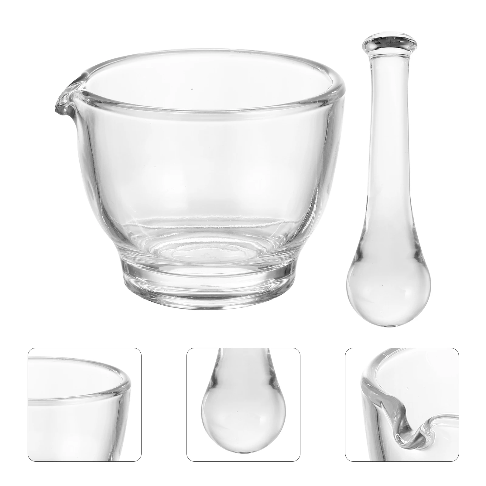 

1Set Clear Glass Mortar and Pestle Medicine Pounding Masher Easy Clean Ergonomic Design Laboratory Supplies