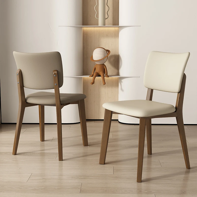 Nordic solid wood dining chair log cream style home modern simple backrest dining table chair stool designer chair