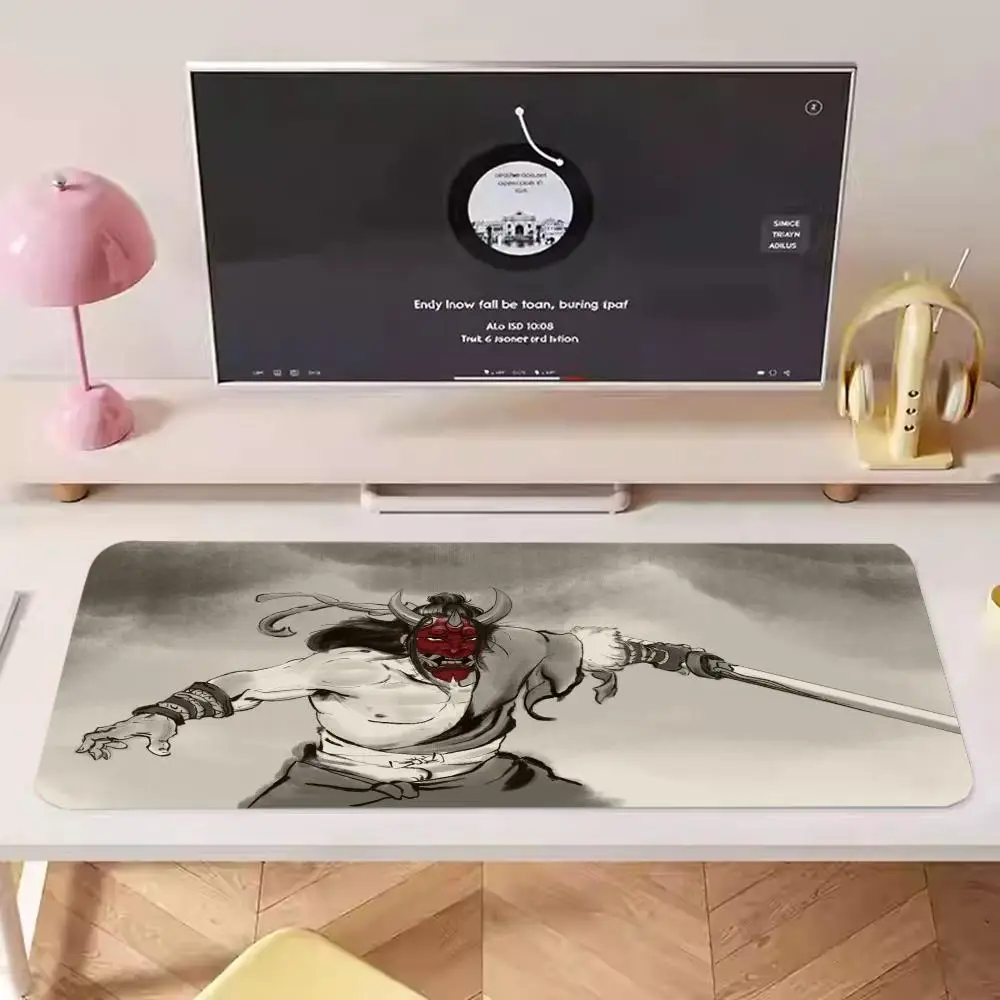Table Mat Japanese Samurai Warrior Ink Art Pattern Games Laptop Office Desktop Bedroom Learning Mat Anti Slip mat