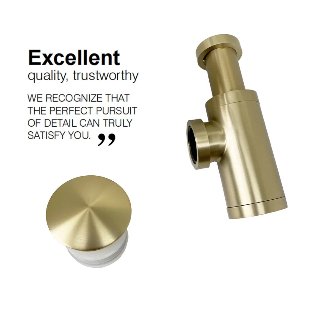 Matt Brushed Gold Bathroom Sink Bottle Trap Wash Basin Waste Siphon Pipe Kits Toilet Deodorization Insect Stopper Drain Fitting