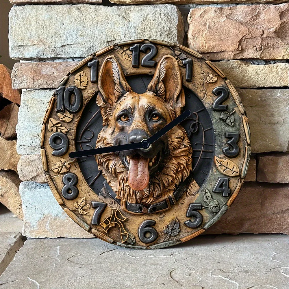 German Shepherd Silent Aluminum Wall Clock - Diy Craft, Perfect for Bedroom Decor & Thanksgiving Gift Clocks Wall Home Decor