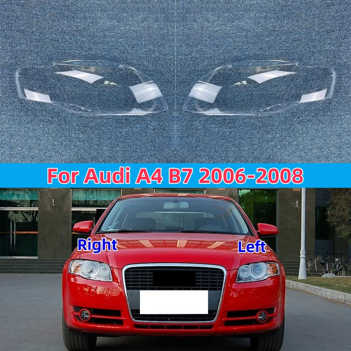 

For Audi A4 B7 2006 2007 2008 Headlamp Cover Transparent Headlight Shell Lens Plexiglass Replace Original Lampshade