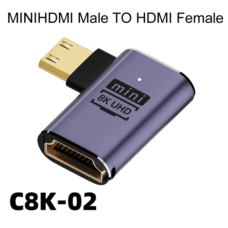 HDMI-Compatible Adapter 90 270 Degree Right Angle Male to Female 8K HD Connector Mini/Micro MicroHDMI MINIHDMI 8K/4k@60HZ HDTV