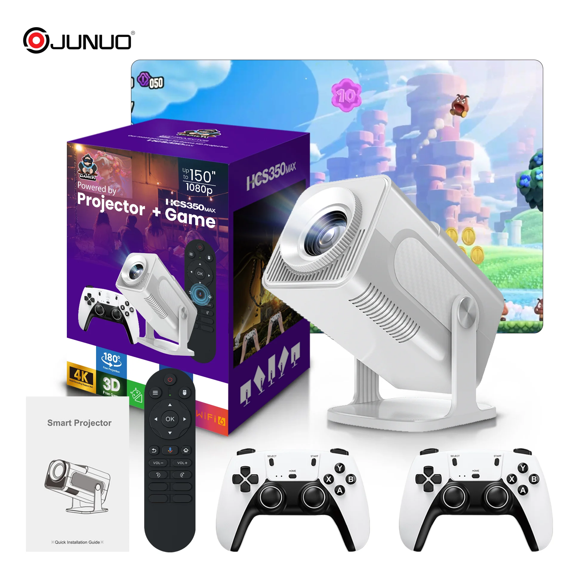 

UBISHENG GAME Projector 4K Android Wifi6 Allwinner H713 BT5.0 1080P Cinema Outdoor Portable Projetors