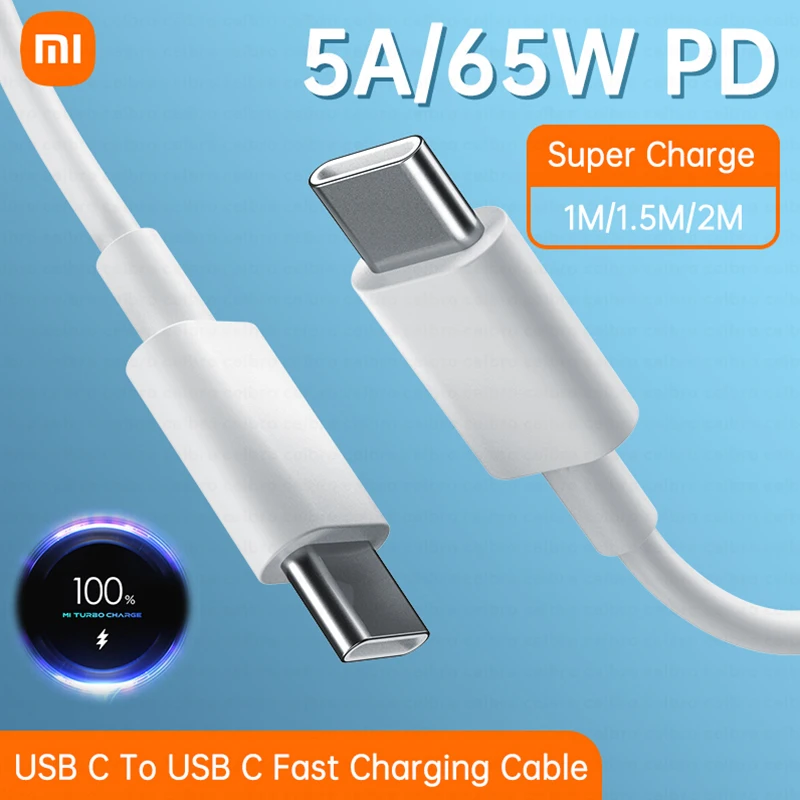 Xiaomi PD Type C Original Cable 5A Fast Charging Dual USB C Charger Cord Xioami 12 11 Pro Air Pad 5 Notebook Redmi Book 15 Kable