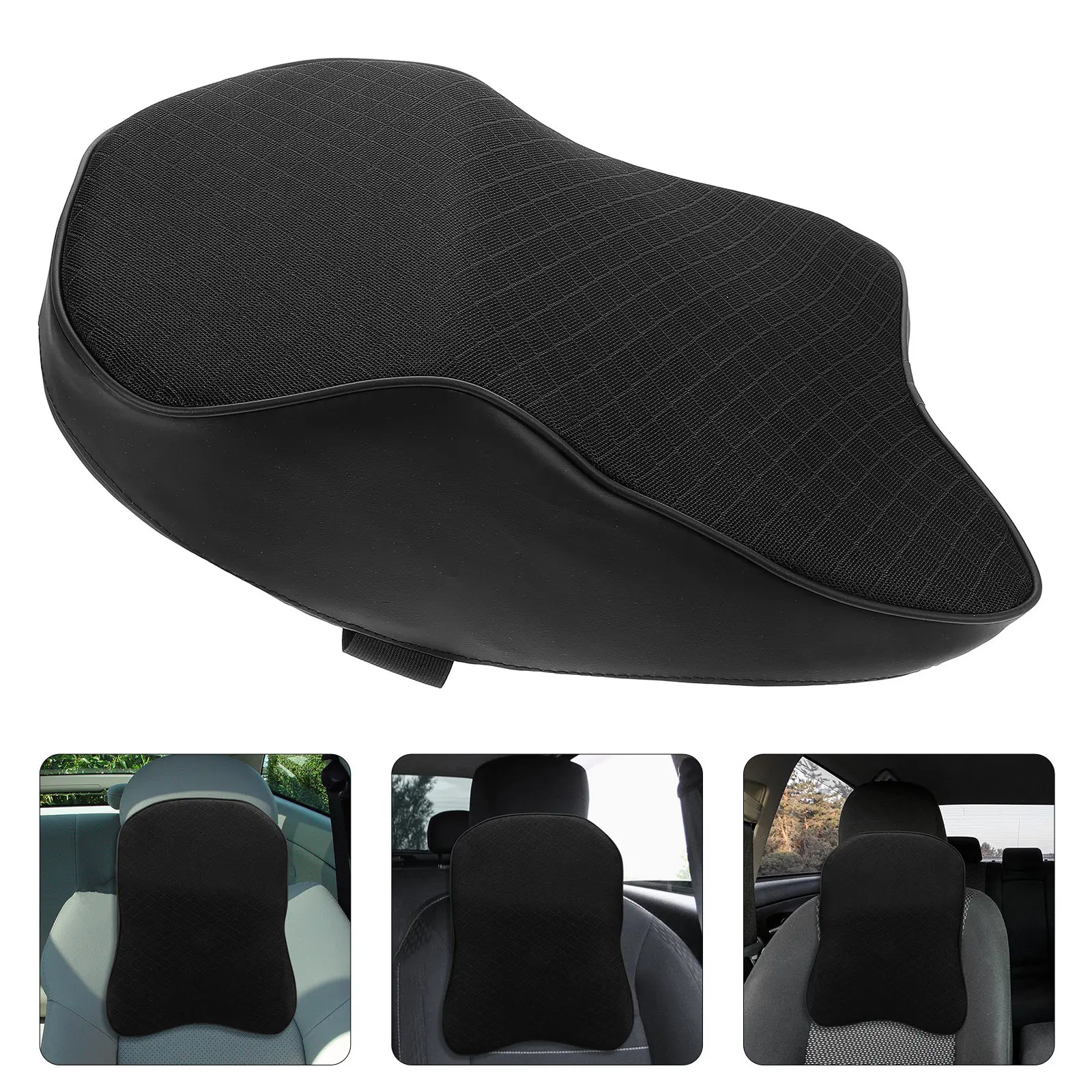 

Memory Foam Headrest Pillow Black Adjustable Neck Support For Travel Office Chair Sofa Seat Car Headrest