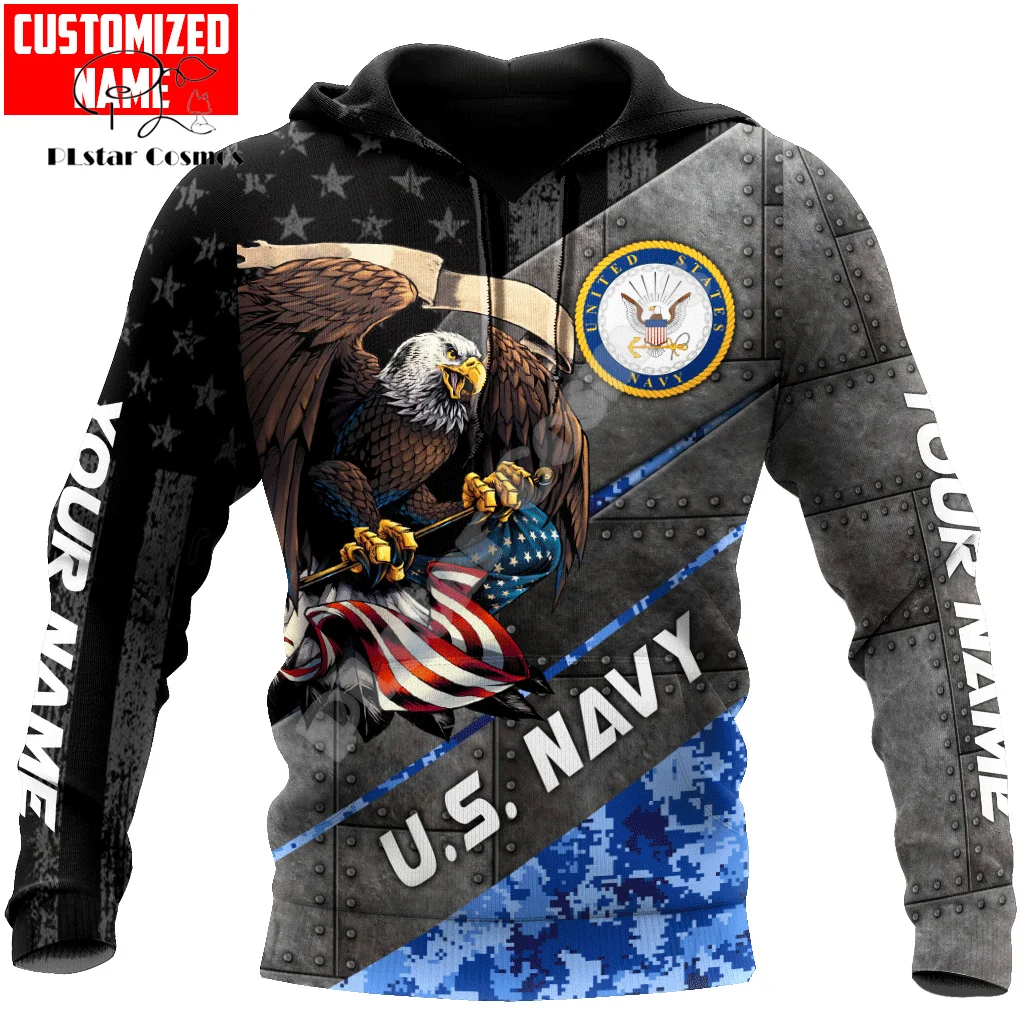 Custom Name Army Military Veteran Soldier Camo Eagle Long Sleeves Tracksuit 3DPrint Pullover Streetwear Casual Jacket Hoodies 30