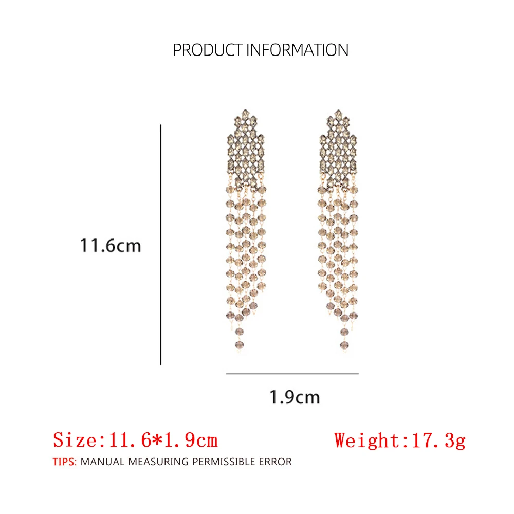 2026 Neue Mode Lange Kristall-Strass-Perlen Quasten-Ohrringe für Damen Luxus Hochzeits-Party-Schmuck-Accessoires – Detail 1