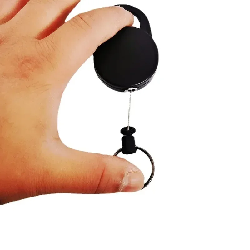 1PC Stretchable Wire Rope Key Chain Badge Reel Retractable Anti Lost Ski Pass ID Card Holder Key Ring Steel Cord