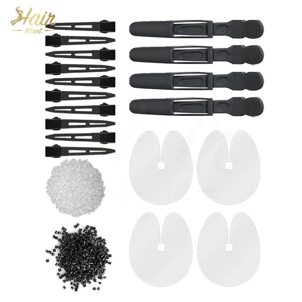

Hair Want 40g Keratin Bonding Beads 4Pcs Acrylic Heat Shield for Keratin Extensions K Tip Hair Tools 4Pcs Matte Alligator Clips