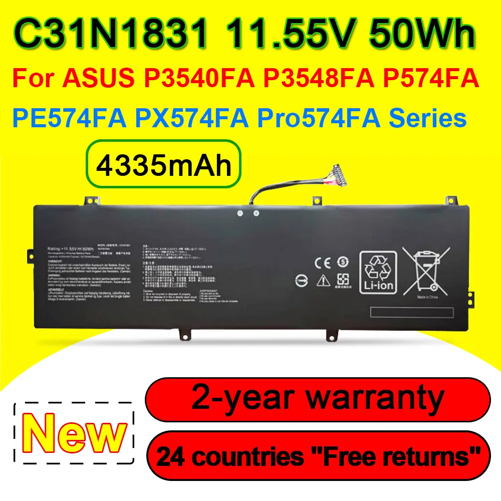 

11.55V 50Wh 4335mAh C31N1831 For ASUS P3540FA P3548FA P574FA PE574FA PX574F PX574FA Pro574FA Pro3548FA Laptop Battery Series