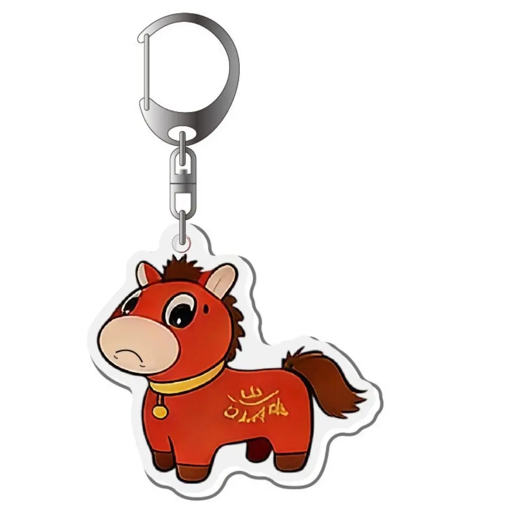 Year of Horse Crying Horse Keychain Flat Acrylic Material Bag Decorations Horse Pendant Mini Laughing HorseKeychain