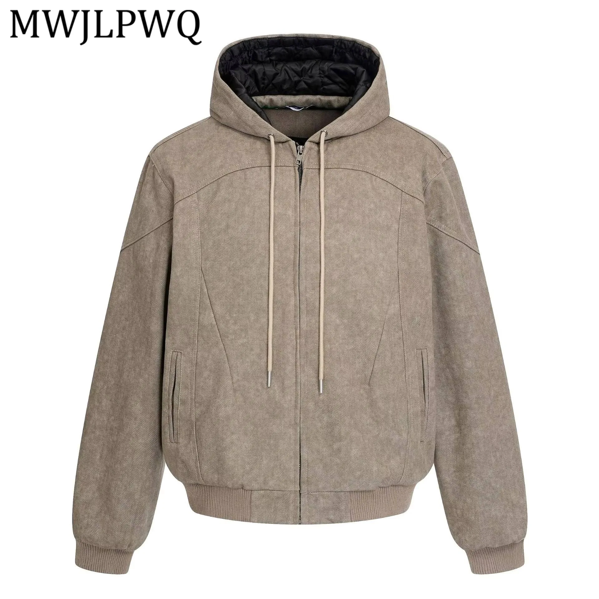 

MWJLPWQ American Retro Structure Men's Workwear High Street Washed Hooded Jacket Padded Coat For Men 2026 Spring Autumn 21925