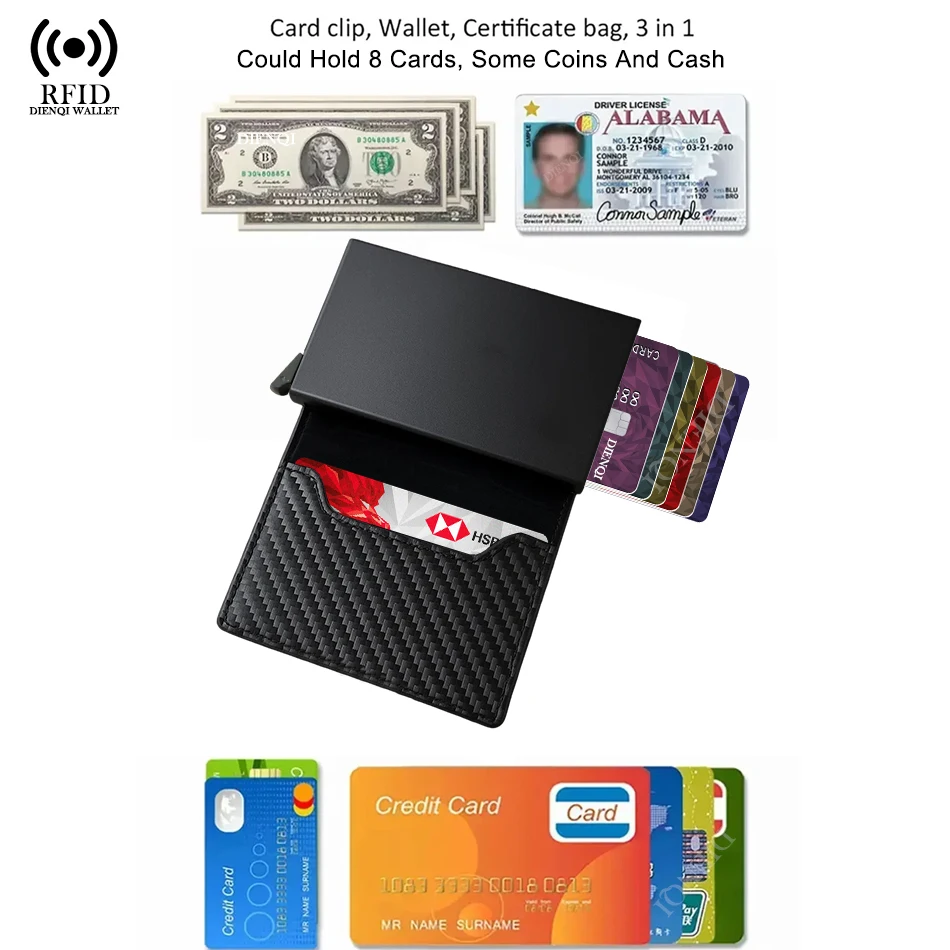 Carbon Fiber Rfid Blocking Protection Men id Credit Card Holder Wallet Leather Metal Business Bank CreditCard Cardholder Case