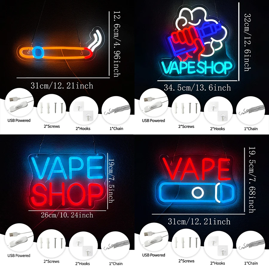 Smoke Series Neon Sign For Wall Decor,Light Up Sign For Smoke Store,Smoking Lounge,Man Cave Decor,Vape Shop,Gift For Dad,Friend