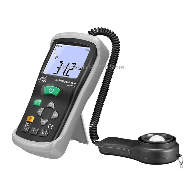 DT-1309 Digital Light Meter Professional Lux & FC Photometer with LCD Display & USB Data Interface