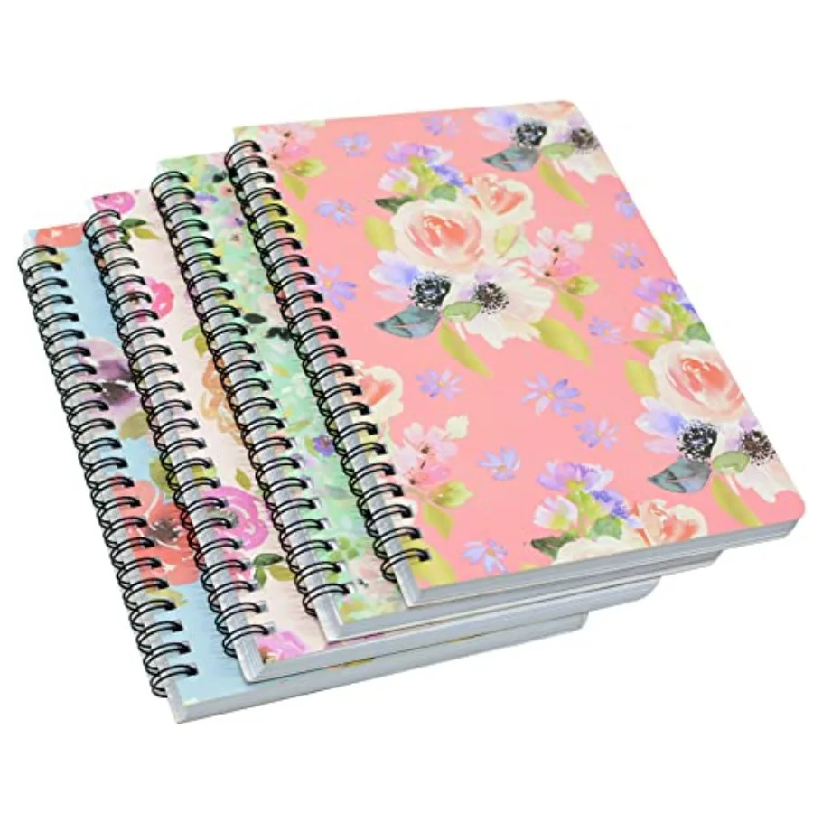 

Spiral Notebook, 4 Pcs A5 Thick Design Hardcover 8mm Ruled 4 Color 80 Sheets -160 Pages Journals for Study and Notes