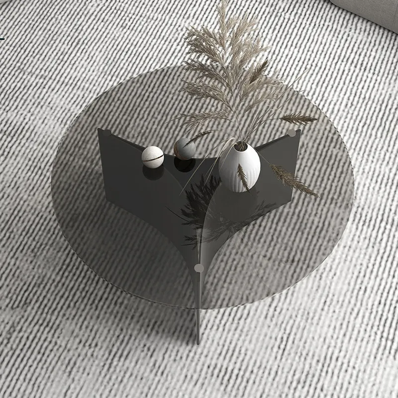 

Round Transparent Side Table Glass Minimalist Unique Aesthetic Simple Coffee Table Modern Decoration Meubles Salon Furniture