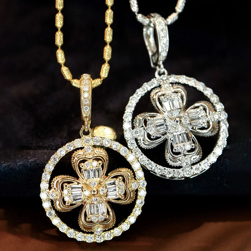 Aazuo 18K Solid White Gold Yellow Gold Diamonds 0.48ct Round Pendent NO Chain For Women And Girls Perfect for Special Occasions view 3