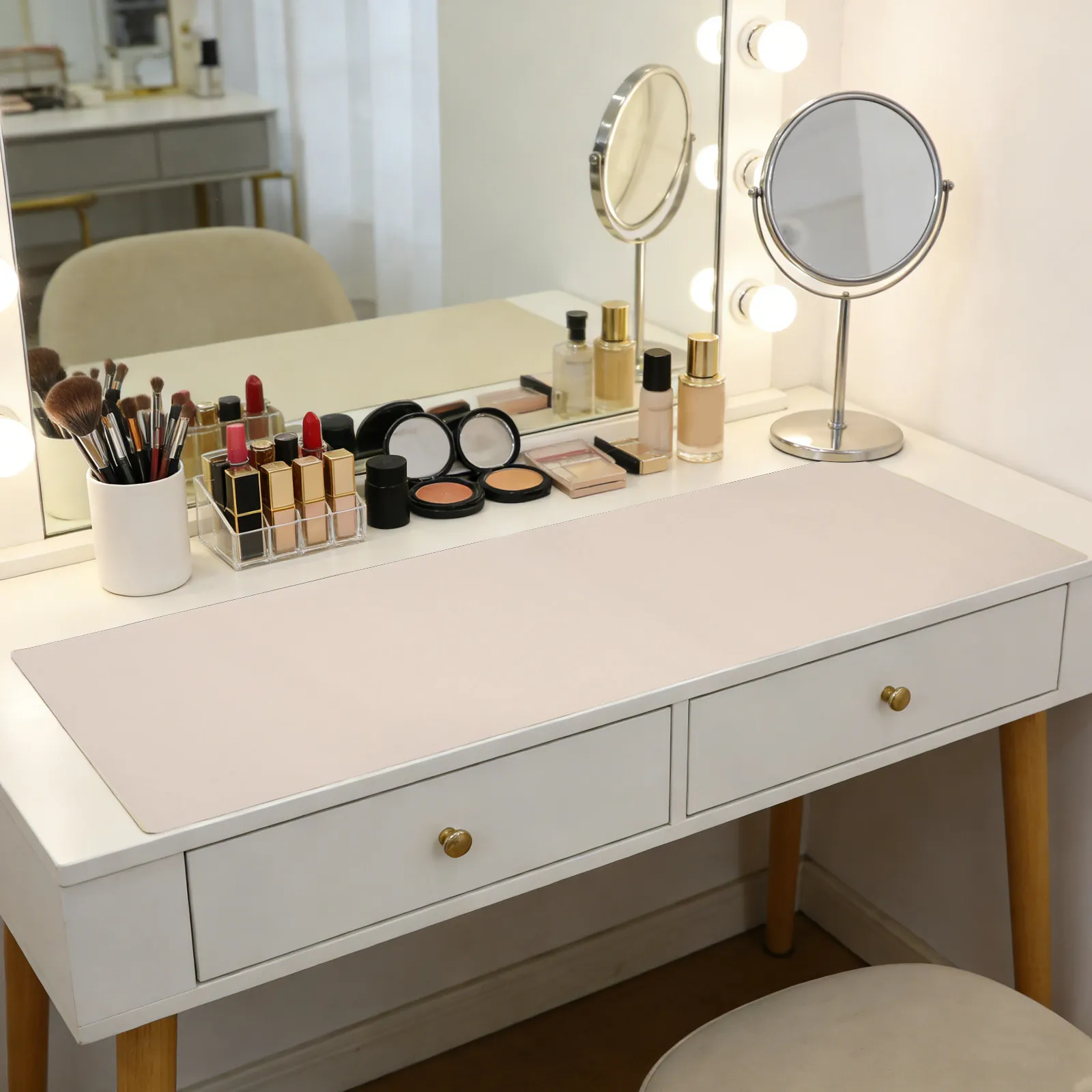Beauty Desk Mat Waterproof Nonslip Vanity Protector Mat 40x120cm Makeup Table Cover Desktop Pad for Bedroom Office Use