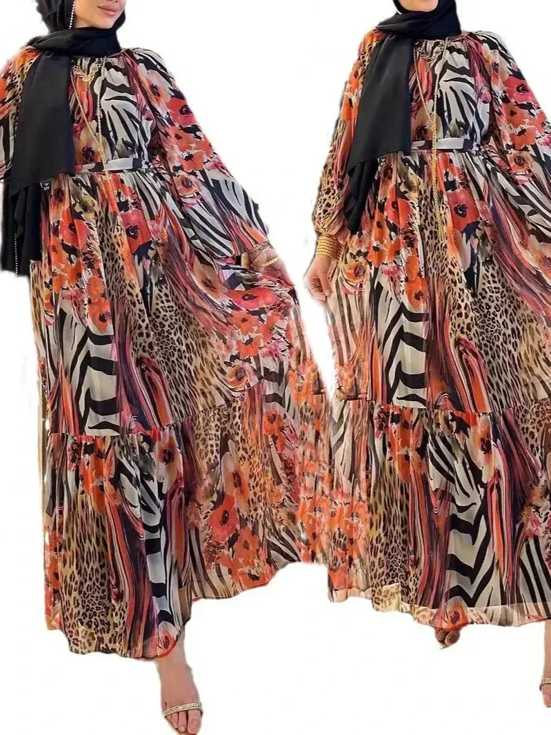 عباية بطبعة الفهد رداء العيد للنساء المسلمات عبايات رمضان المغرب قفطان إسلام دبي فيستدوس جلابية فساتين 2026