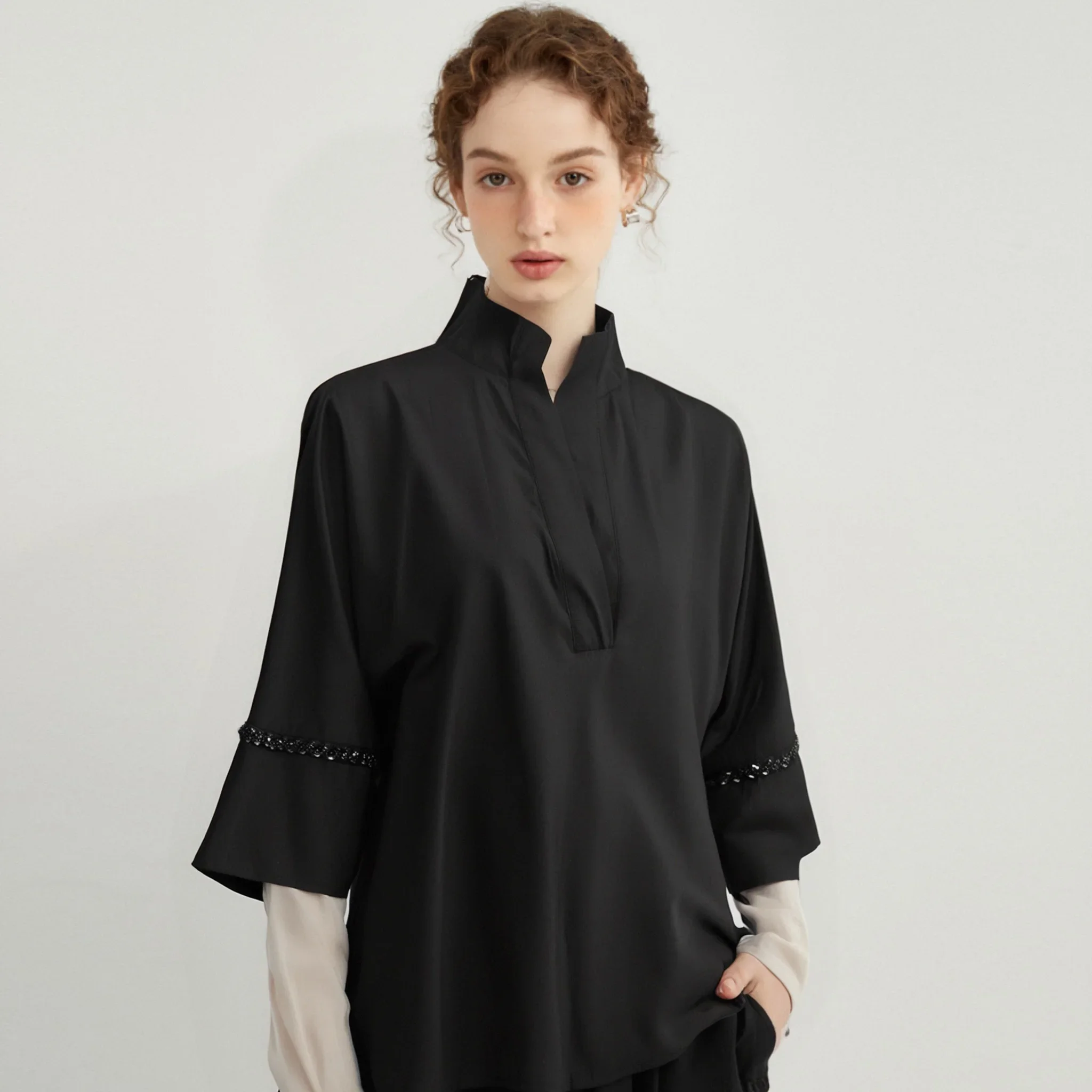 

Women's Shirt Fashion Irregular Sequin Quarter Sleeve Sequin Design Women's Blouses