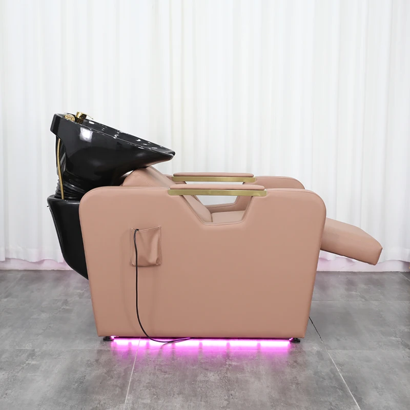 High End Beauty Salon Furniture Electric Spa Washing Chair Modern Back Massage Head Shampoo Chair with Ventilation and Heating