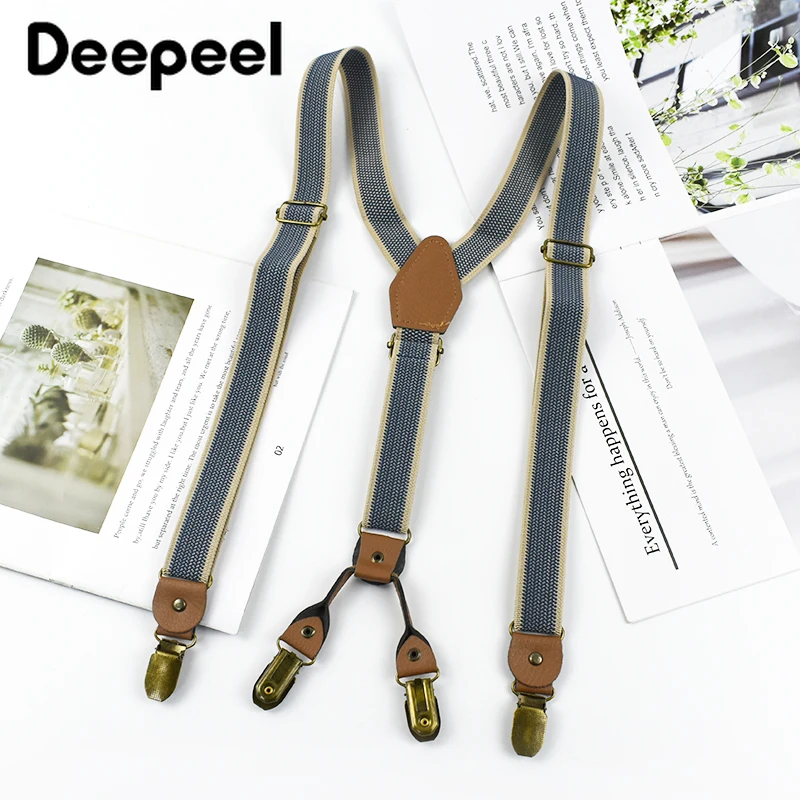 1Pc Deepeel 2/2.5*120cm Retro męskie szelki unisex 4 klipsy typu Y pasek elastyczny pasek szelki codzienne akcesoria męskie Jockstrap
