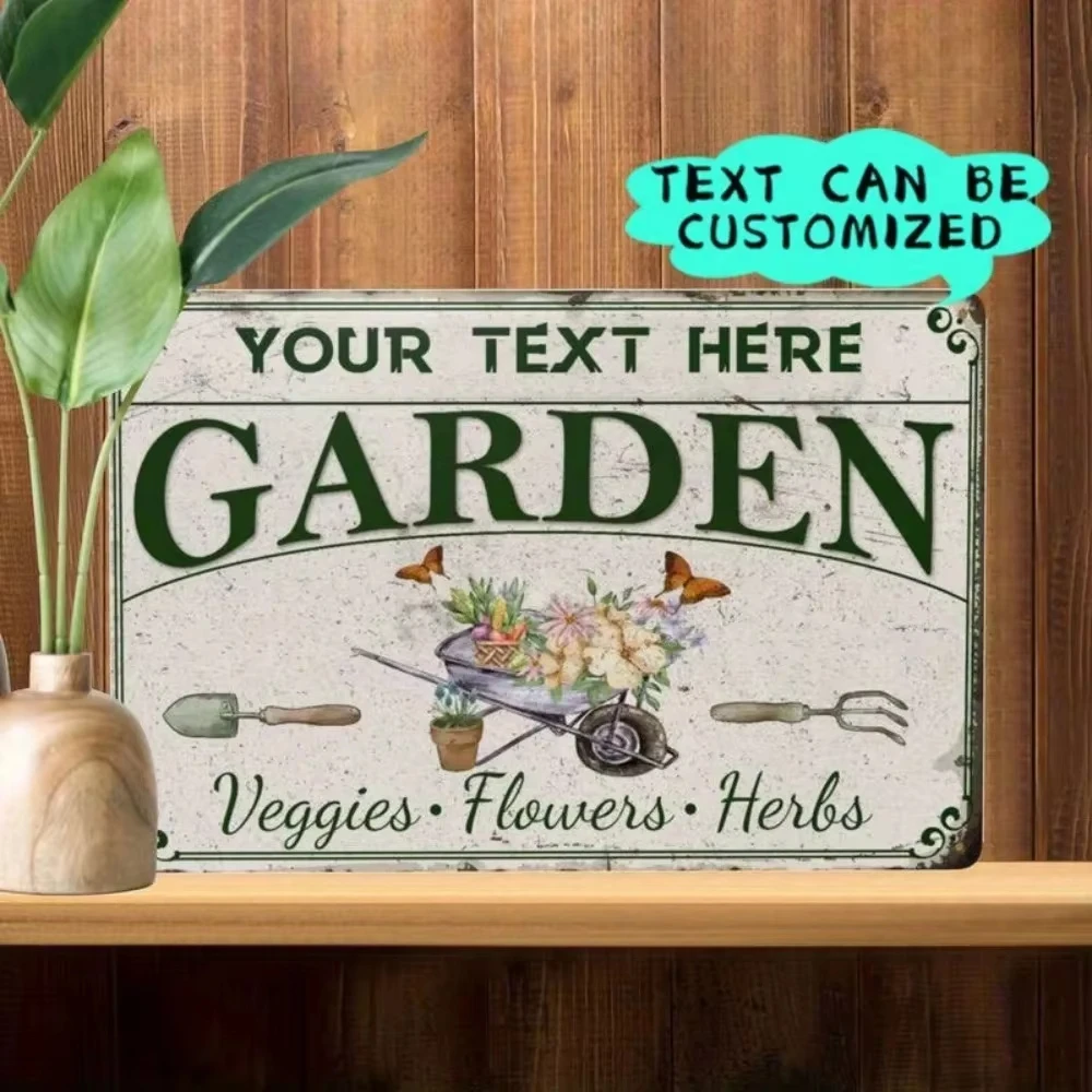 [2D Flat] Personalized Garden Plaque Custom Name Herb Veg Flower Yard Porch 8x12In Mother's Day Wall Sign