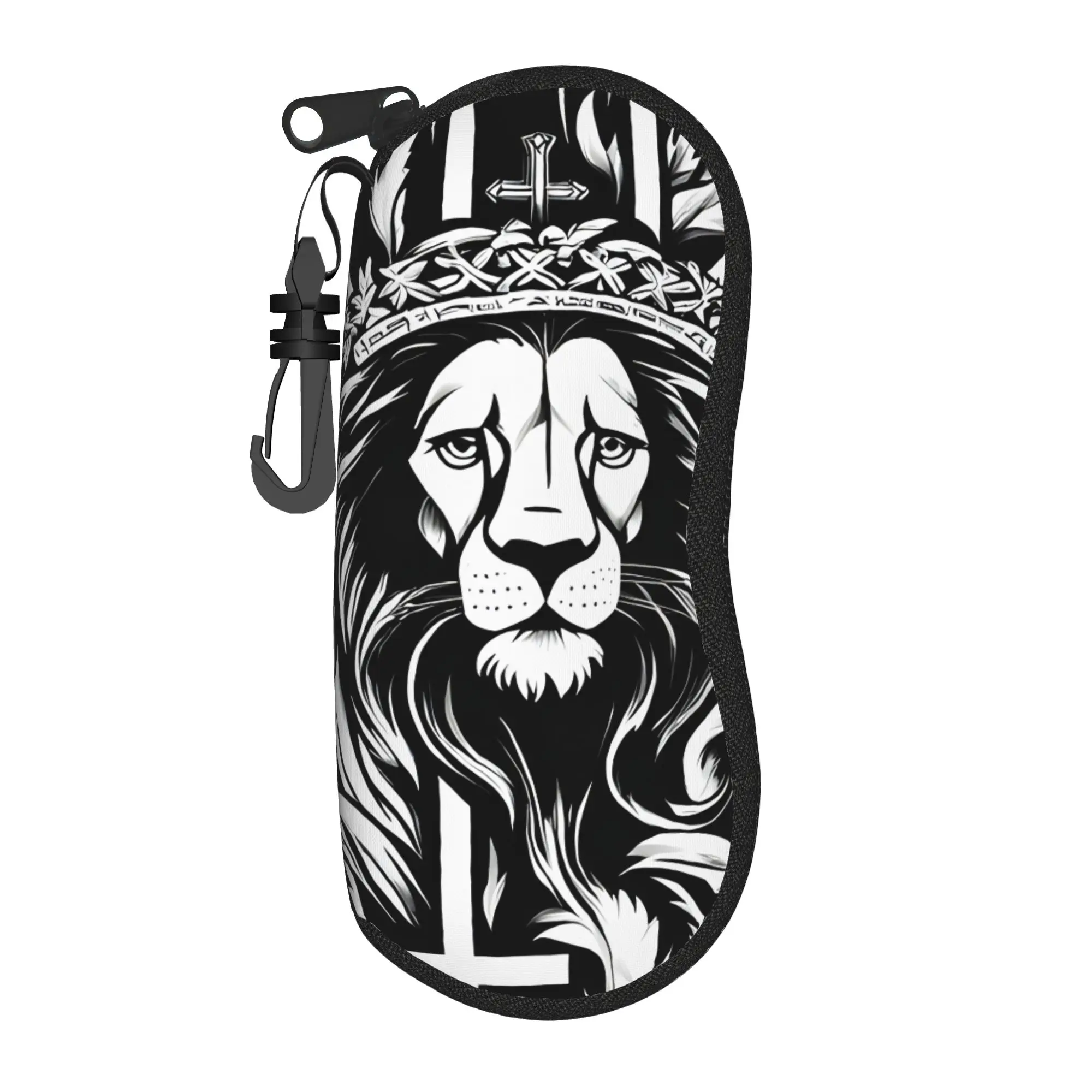 Lion of Judah Cross Jesus Christ Glasses Case Gift For Girl  Zipper  Reading Box Print Glasses Box