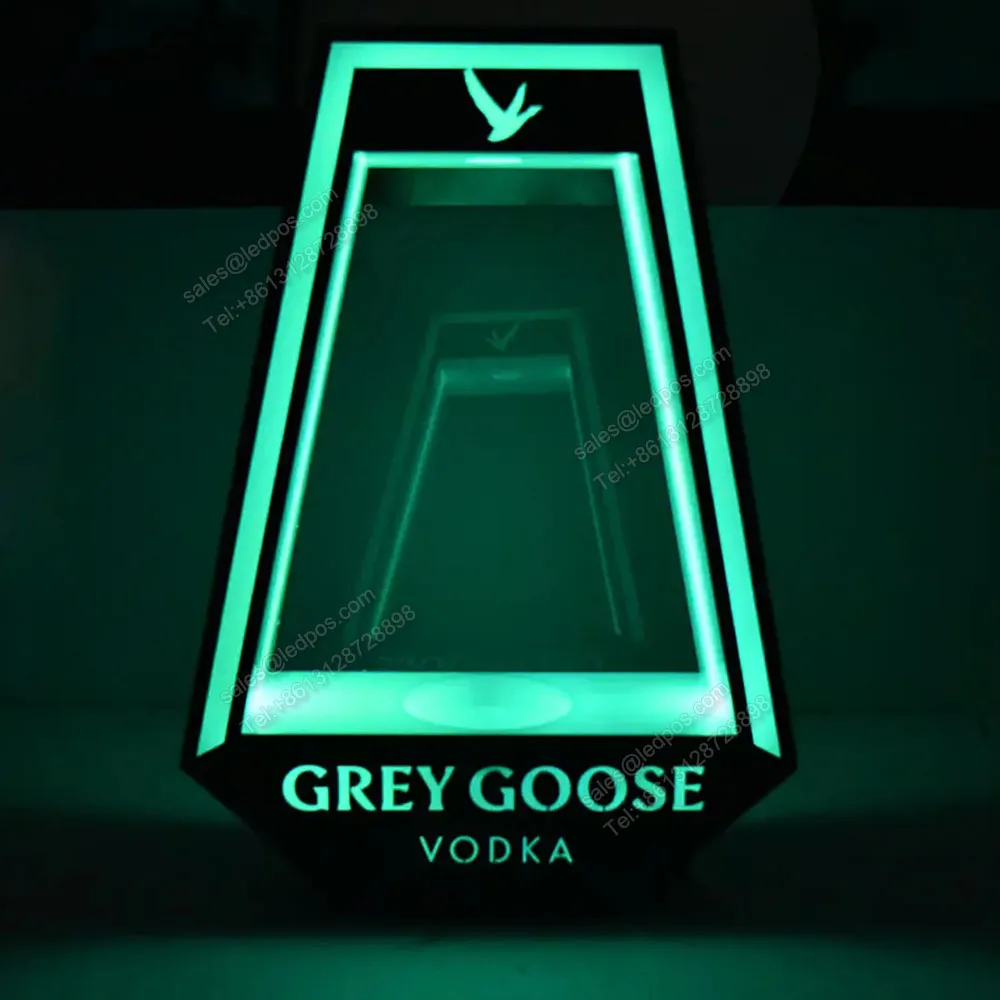 Custom Logo Rechargeable LED Champagne Bottle Presenter Vodka Tequila Neon Bar Sign Whiskey Glorifier VIP Service Tray Display