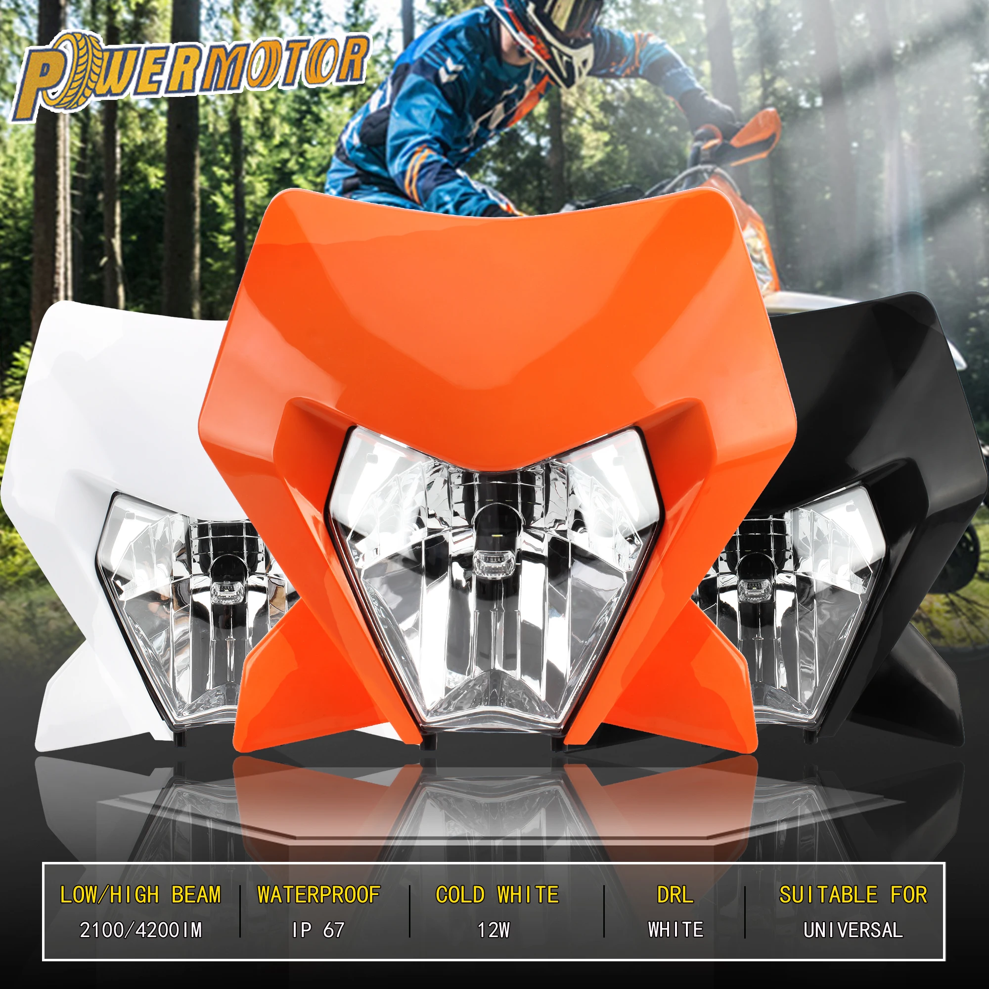 For KTM EXC SXF XCW MX 2024 Motorcycle LED Headlight Headlamp Head Light Supermoto Fairing Dirt Bike Enduro Motocross