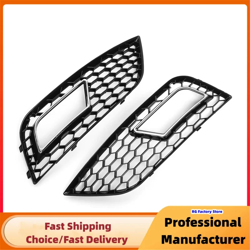 

Sport Racing RS4 Style Honeycomb Fog Lamp Bumper Grille Direct Replace Exterior Refit Parts Fit A4 B8.5 2013-2016