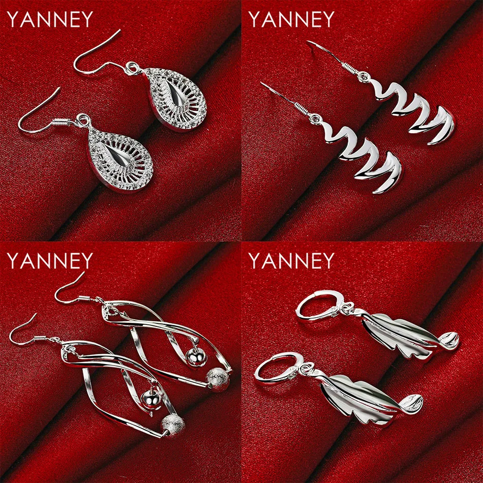 

New 925 Sterling Silver Delicate Teardrop Leaf Earrings Women Party Gift Jewelry Accessories Wedding