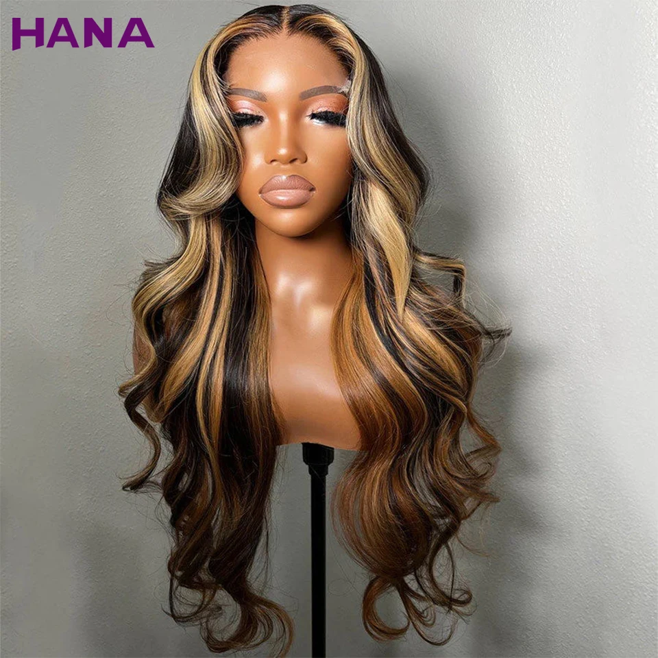 Highlights Blonde Colored Body Wave Hairstyle 13X4 13x6 Lace Frontal Human Hair Wigs For Black Women Remy 5x5 Lace Closure Wig