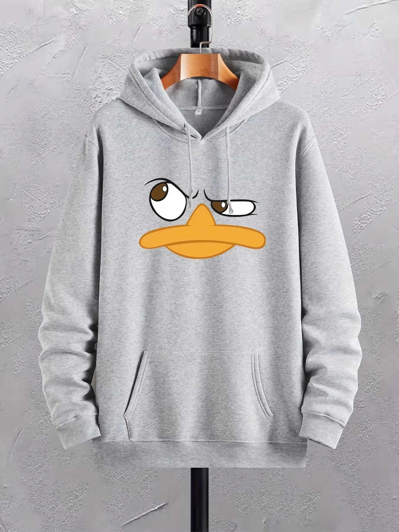 2026 Cute Cartoon Duck Face Graphic Hoodie Men Funny Animal Print Hooded Sweatshirt Unisex