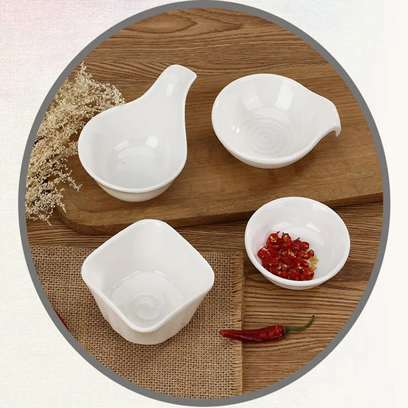 1pc White Plastic Sauce Dishes Food Dipping Bowls Break-resistant Seasoning Dish Saucer Appetizer Plates