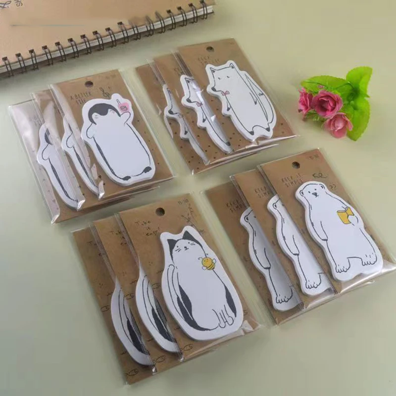 120 Sheets Sticky Notes Cartoon Animal Sticky Adhesive Notes Memo Pads Notes Cute Sticky Pad Self Stick Notepad Page Markers