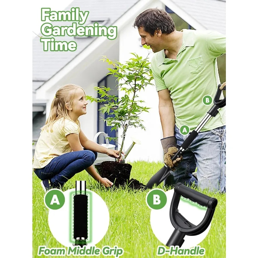 Pá pequena de 31 polegadas para escavar jardinagem acampamento off road pá de jardim de metal curta com lâmina de ponto redondo dhandle grip mini