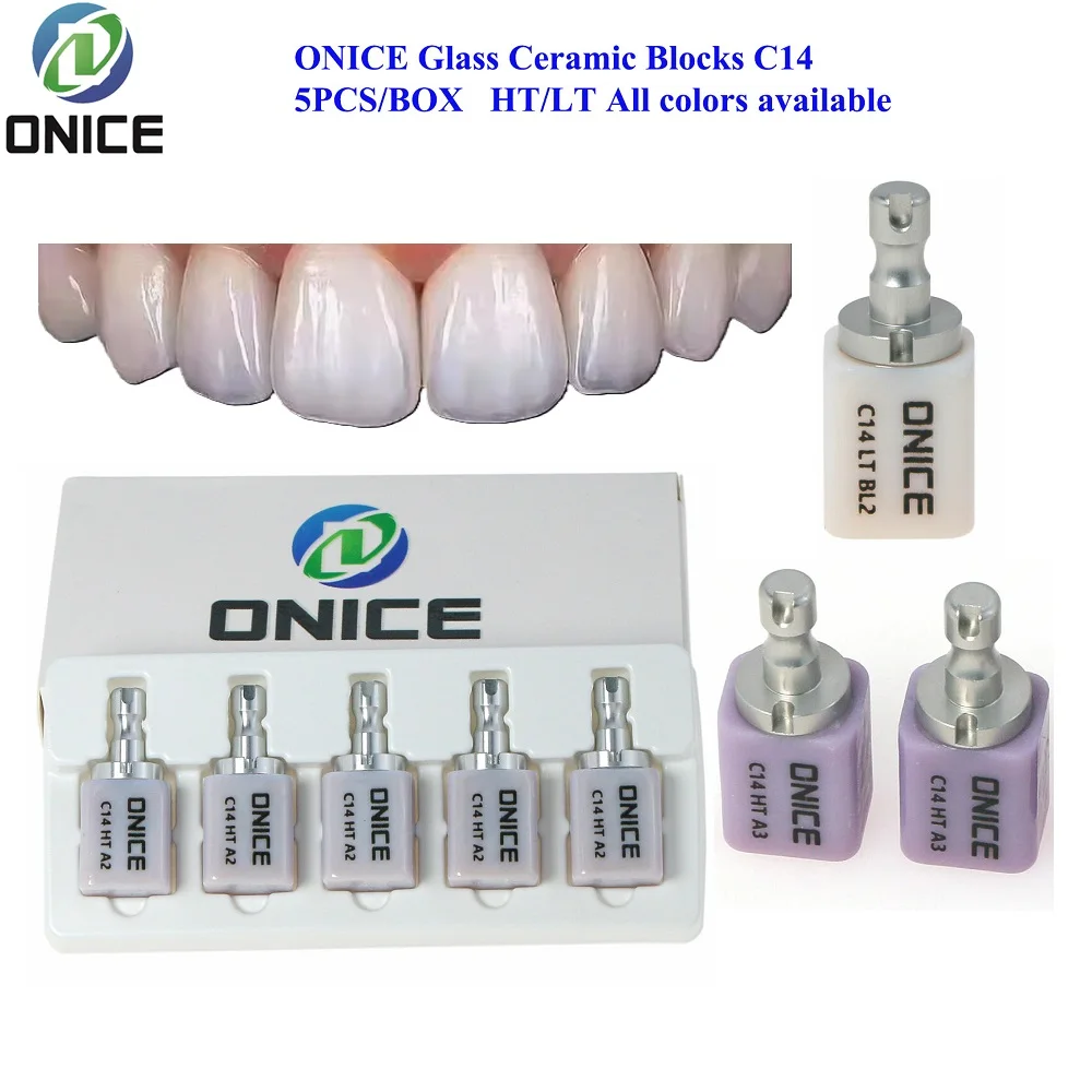 

5PCS ONICE CAD/CAM Dental Lithium Glass Ceramic Block C14 Li-Disilicate Glass Ceramics Blocks 18*15*13mm Dental Ceramic Block