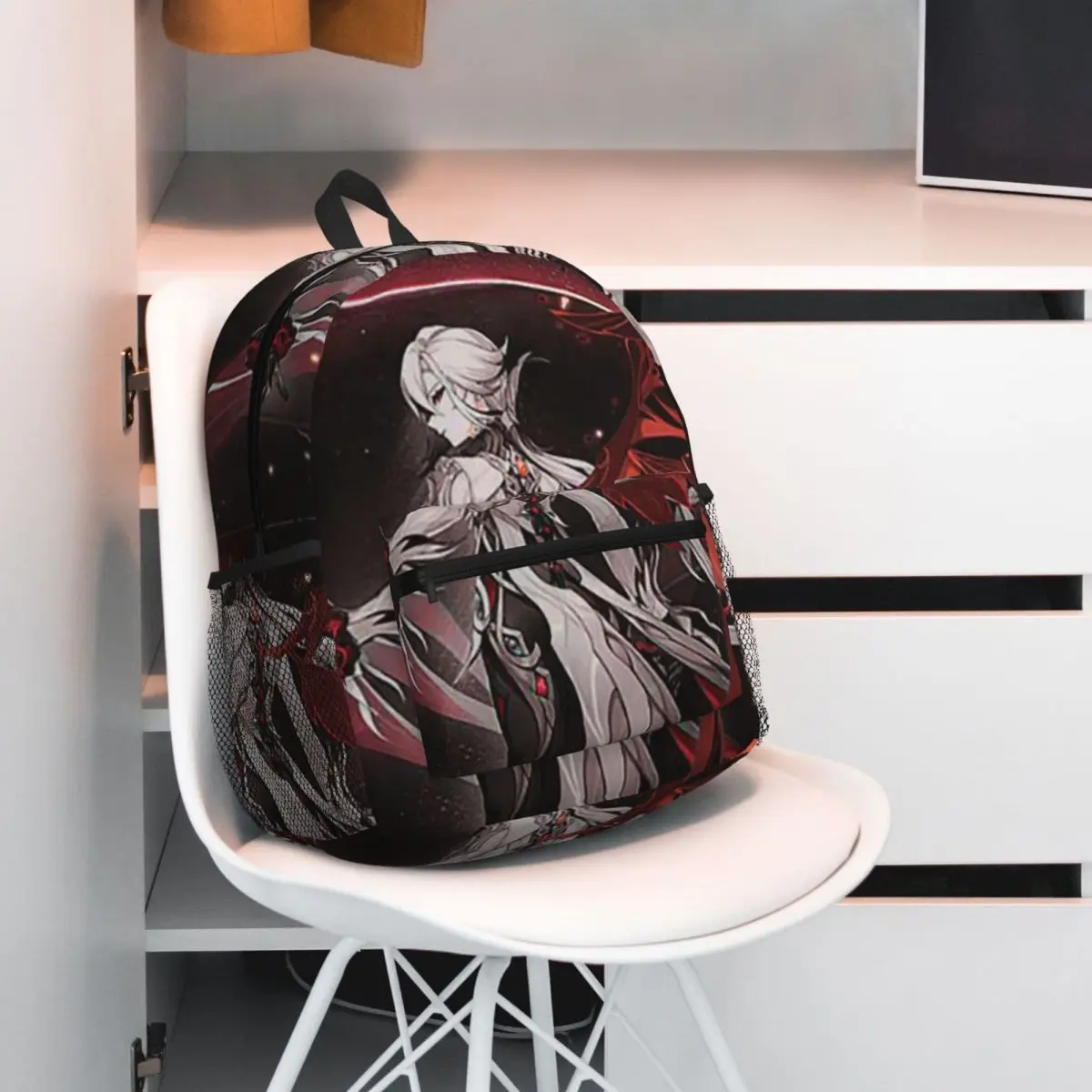 Genshin Impact Arlecchino Anime (2) Backpack Daypack Large Capacity Kids BookBag School Bag Shoulder Bags for Men Women