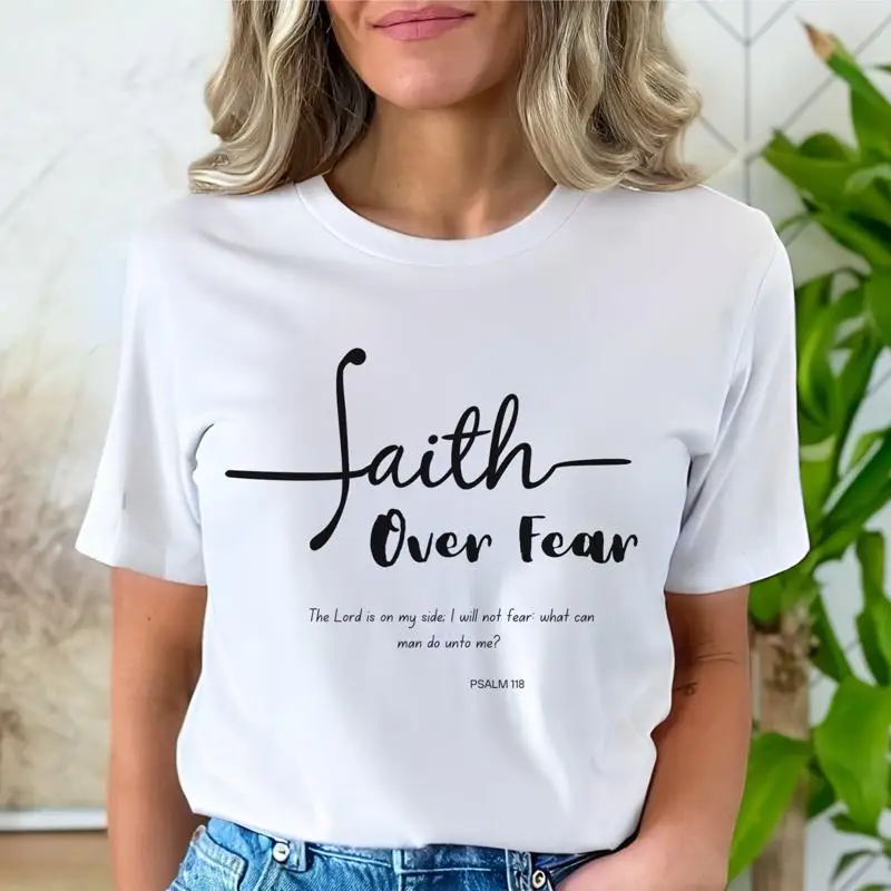 

Христианская футболка Faith Over Fear 17, подарочная футболка Religous